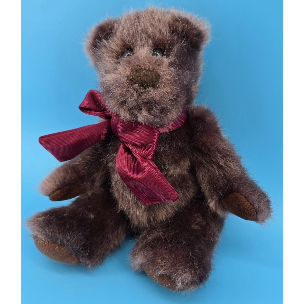 Vtg 1987 Dakin Bradford Bear Stuffed Animal Plush Teddy Brown Red Bow
